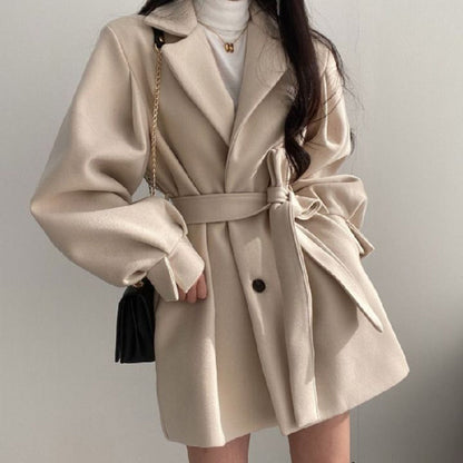 Manteau ceinturé à manches longues pour femmes - Marilena