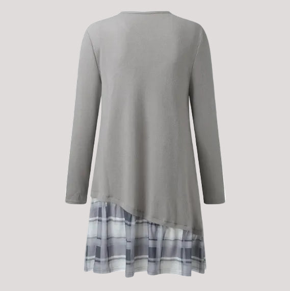 Robe à carreaux manches longues avec boutons femme | midi