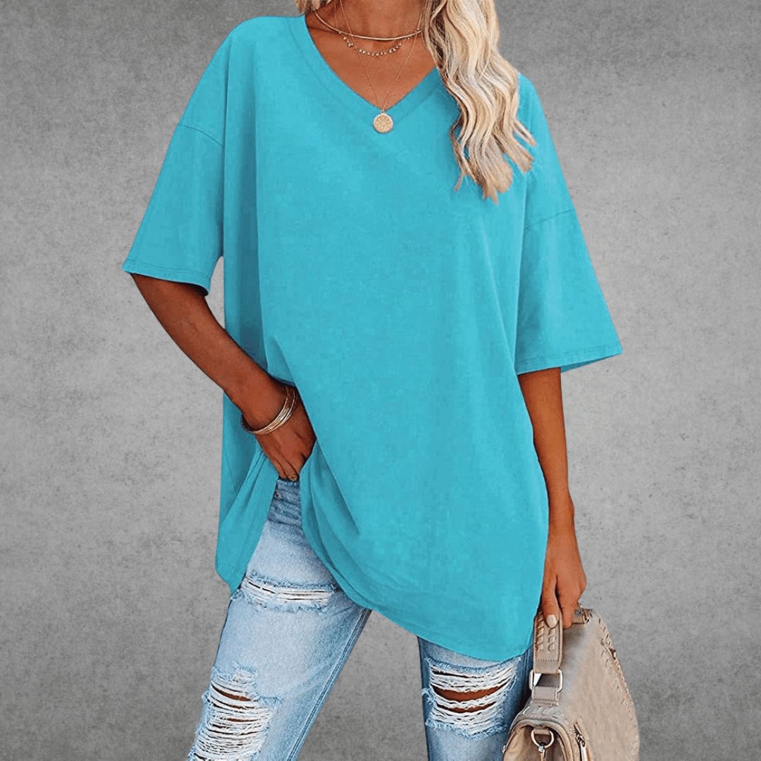T-shirt uni col en V femme | Oversize