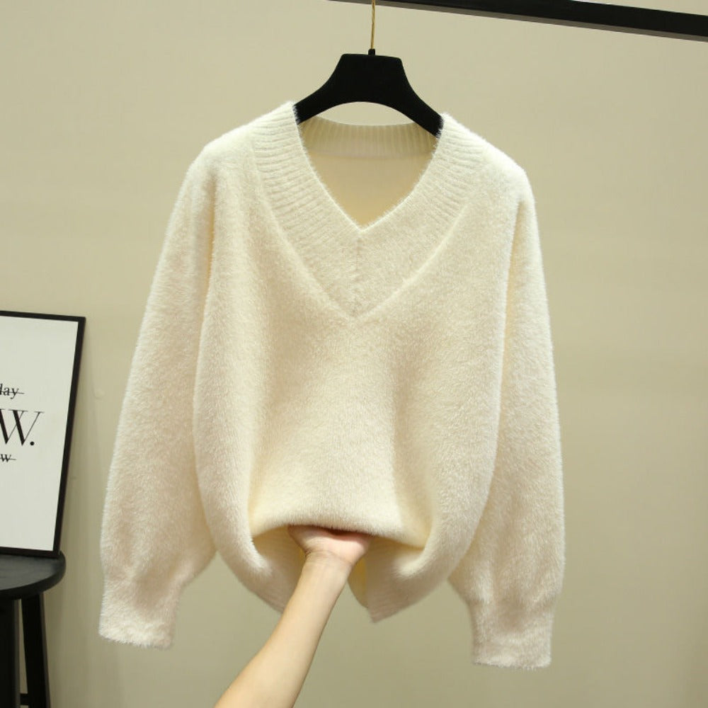 Maglione da donna con scollo a V e maniche lunghe – Rina