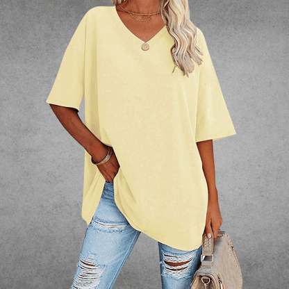 T-shirt uni col en V femme | Oversize