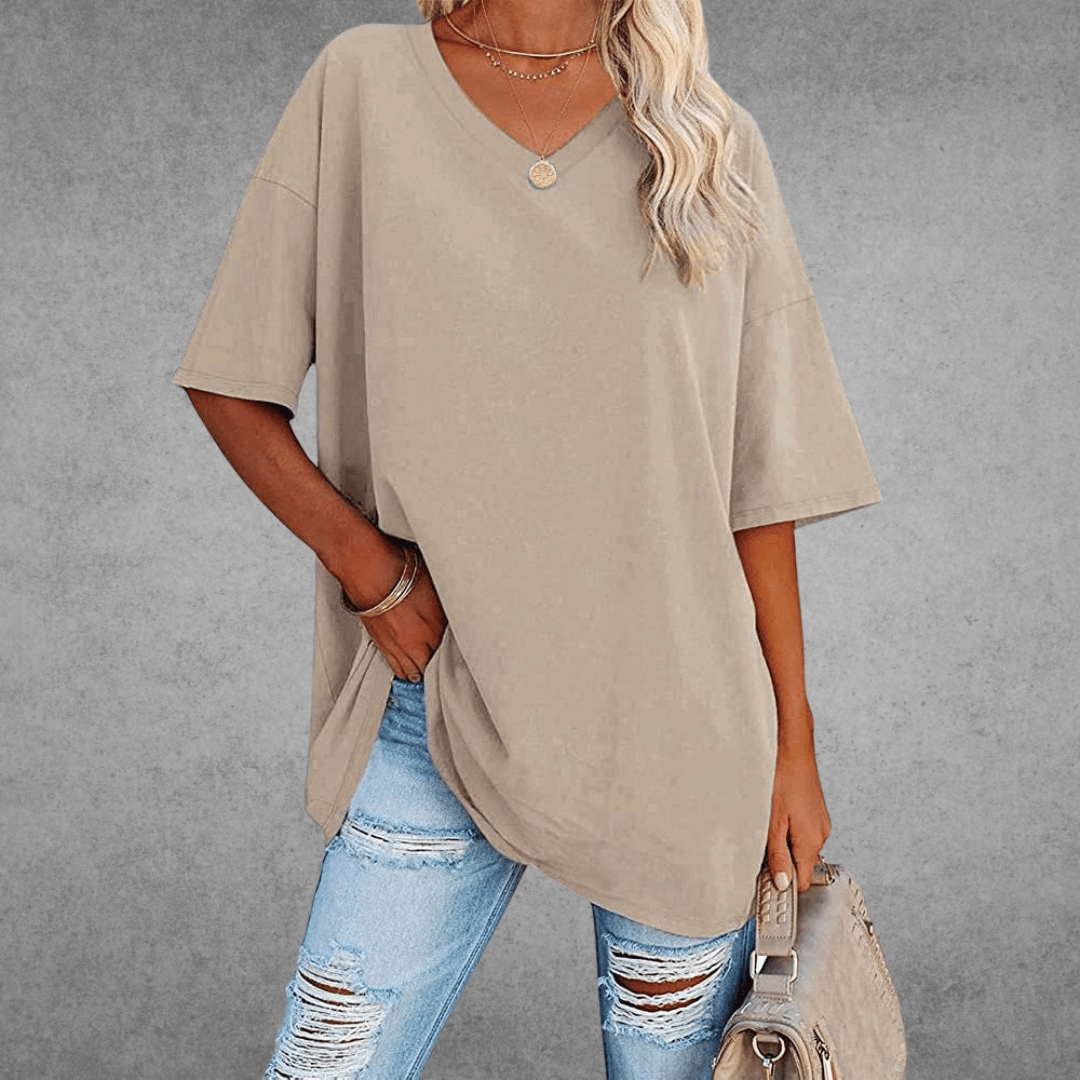 T-shirt uni col en V femme | Oversize