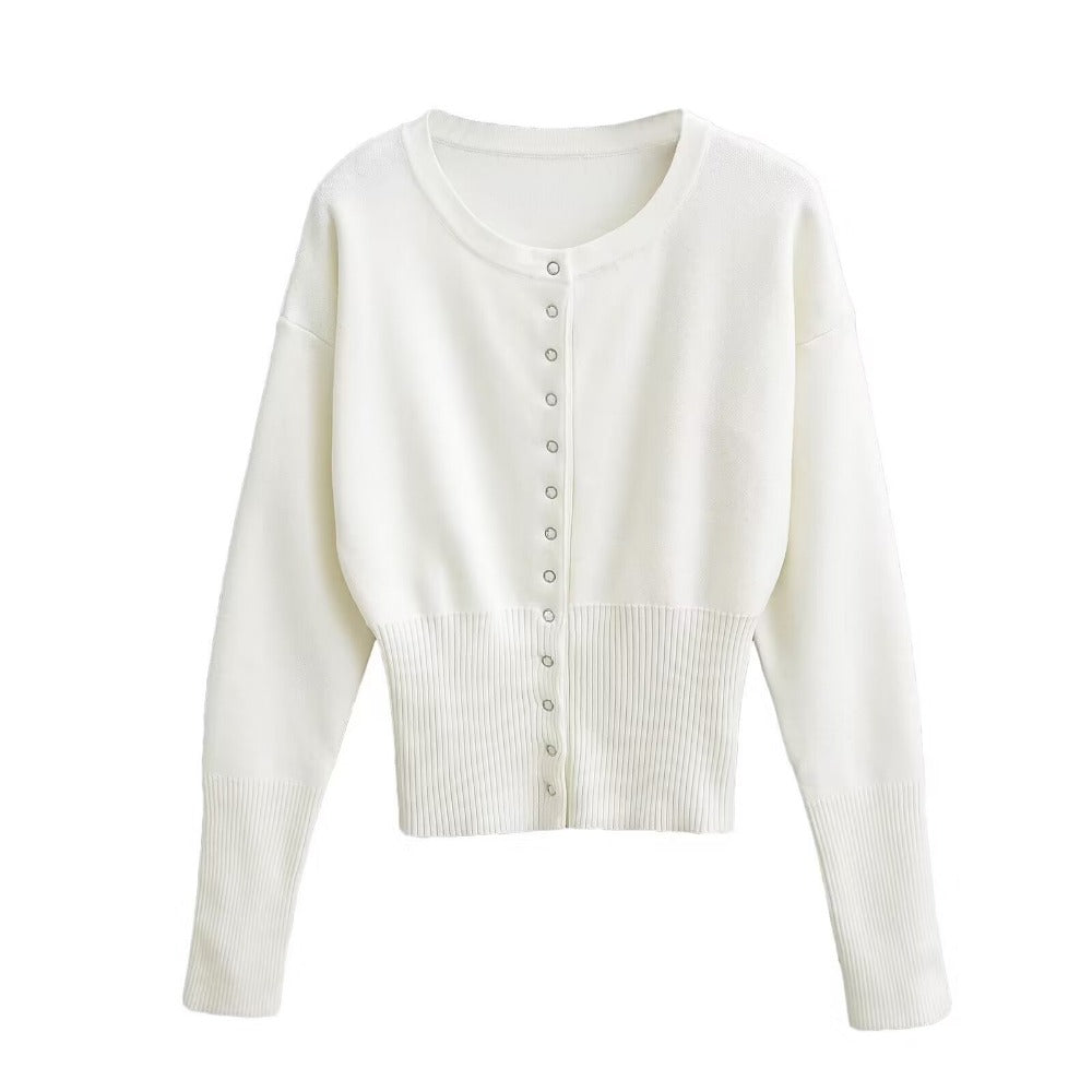 Cardigan tricoté à boutons et manches longues pour femmes - Claudia