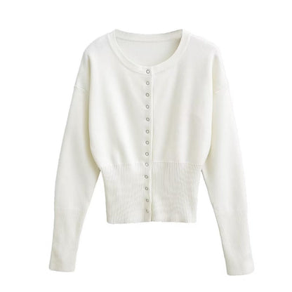 Cardigan tricoté à boutons et manches longues pour femmes - Claudia