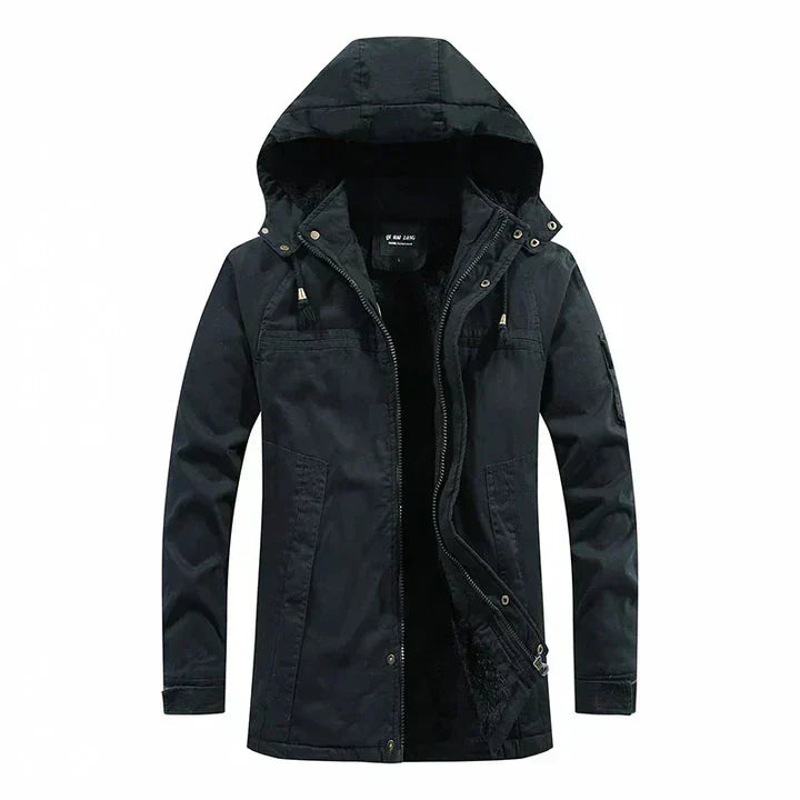 Veste d'hiver longue doublée polaire pour homme