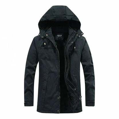 Veste d'hiver longue doublée polaire pour homme