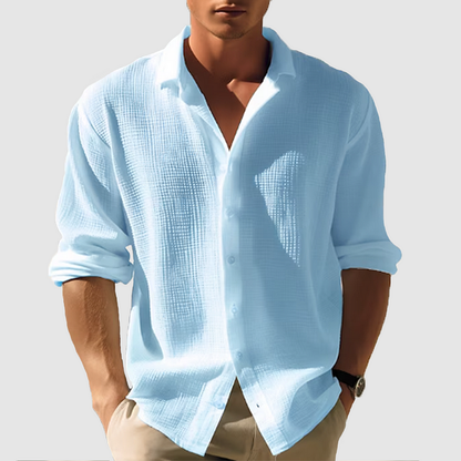 Camicia a maglia waffle a manica lunga da uomo | Casual
