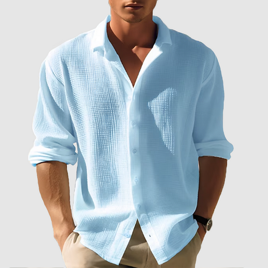 Camicia a maglia waffle a manica lunga da uomo | Casual