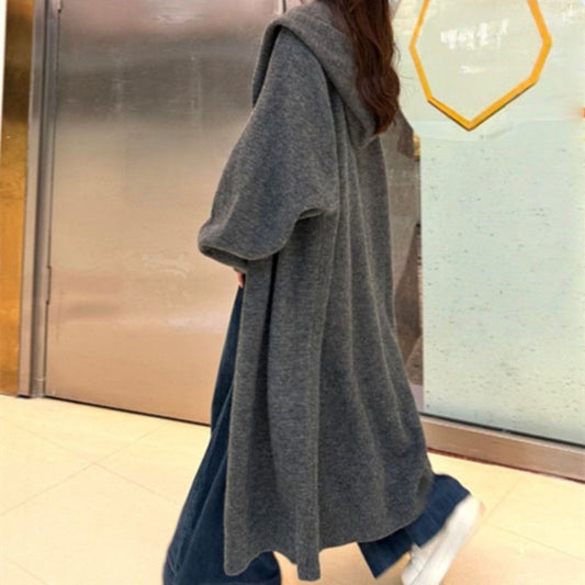 Cardigan largo de punto con capucha para mujer – Ilaria