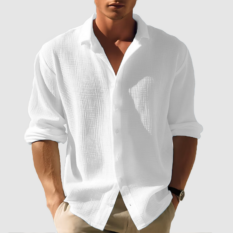 Camicia a maglia waffle a manica lunga da uomo | Casual