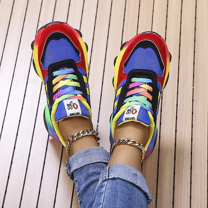 Baskets épaisses multicolores pour femme | Lacets