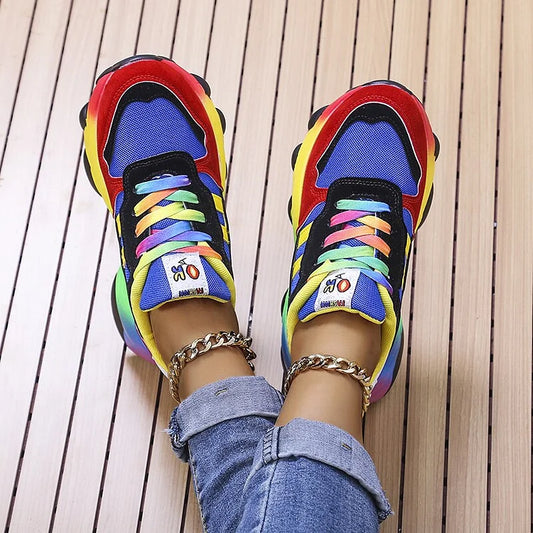 Baskets épaisses multicolores pour femme | Lacets