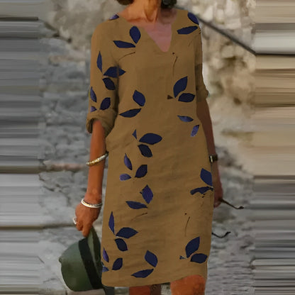 Vestido de verano casual con estampado de hojas para mujer | Mini