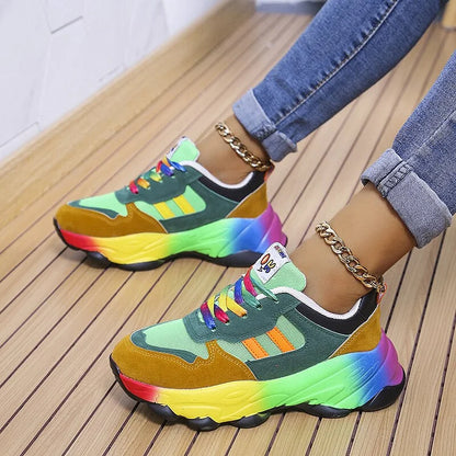 Baskets épaisses multicolores pour femme | Lacets