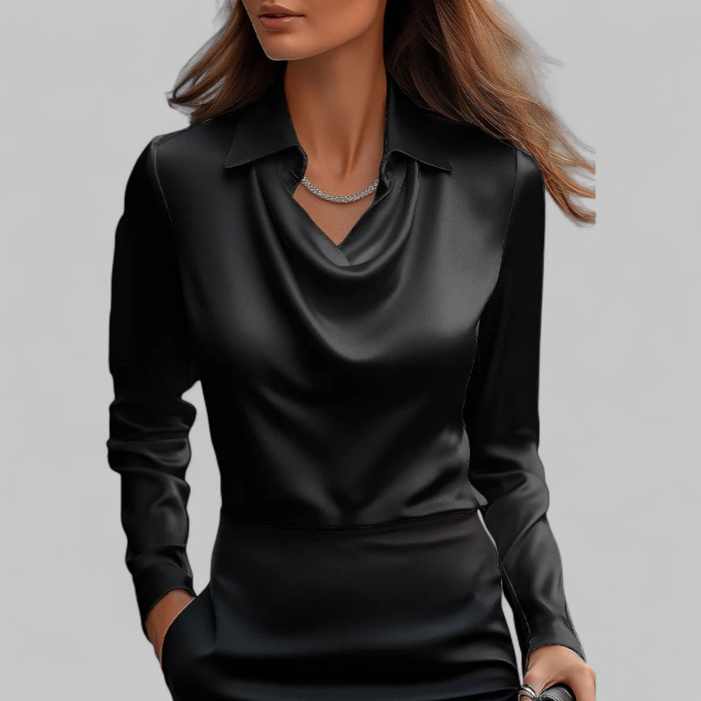 Blouse à col cascade pour femmes | Manches longues