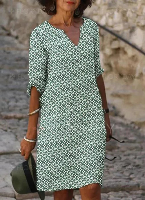 Robe d'été décontractée à manches 3/4 pour femmes | Mini