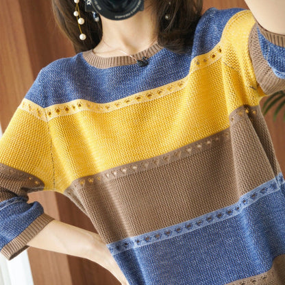Pull tricoté color block pour femmes – Alfonsina