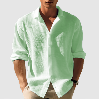 Camicia a maglia waffle a manica lunga da uomo | Casual