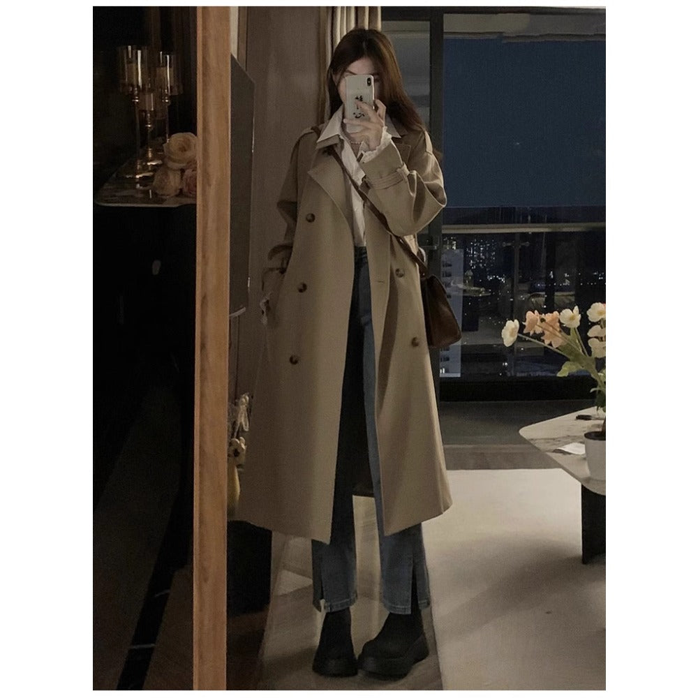 Long trench-coat double boutonnage pour femmes - Clotilde