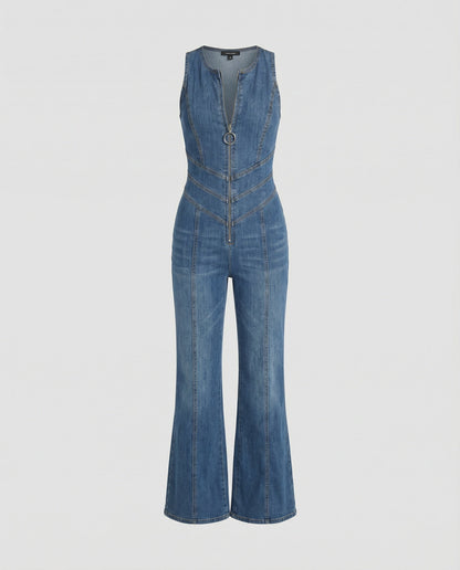 Combinaison sans manches dos nu pour femme | Pantalon évasé