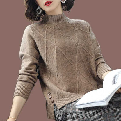 Maglione lavorato a maglia con bottoni laterali da donna – Romana