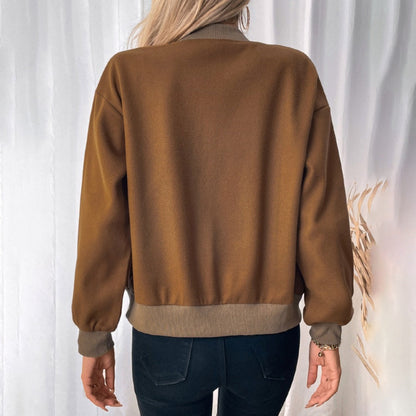 Bomber marron à boutons-pression pour femmes - Santina