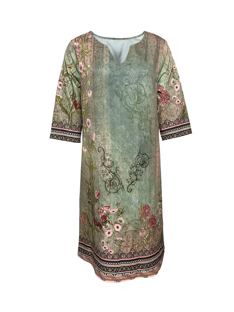 Robe vintage à col en V pour femmes | Mini