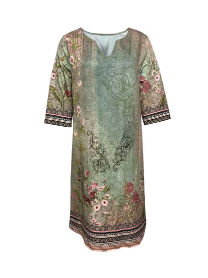 Robe vintage à col en V pour femmes | Mini