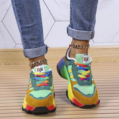 Baskets épaisses multicolores pour femme | Lacets