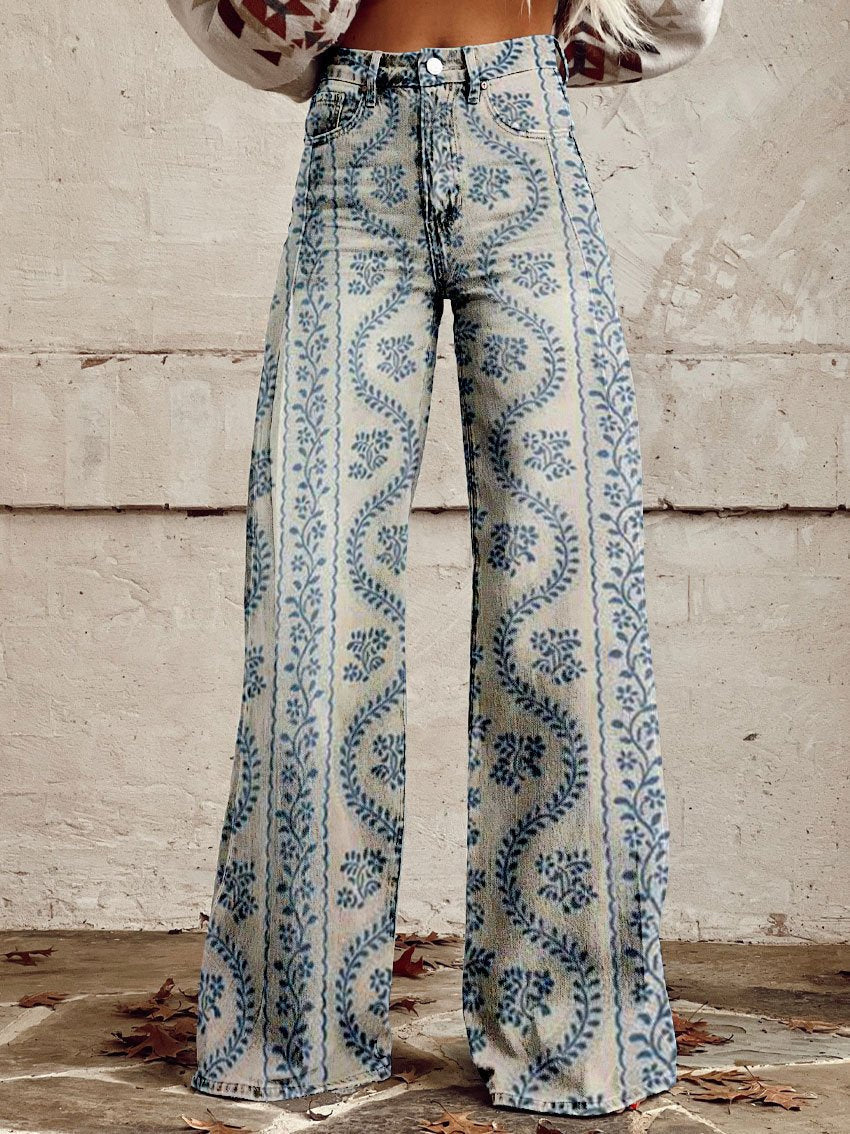 Damen Lässig Hohe Taille Baggy Jeans | Weites Bein