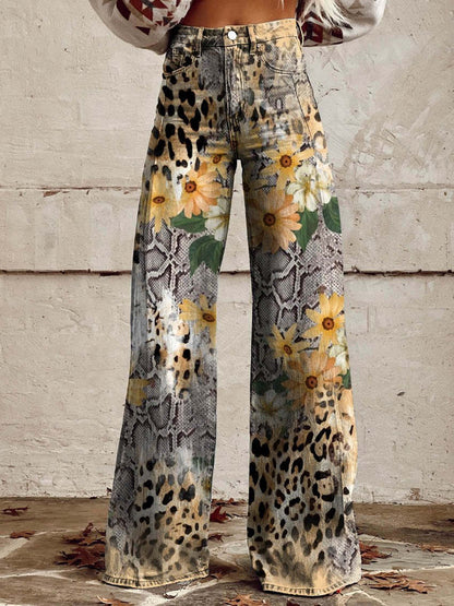 Damen Lässig Hohe Taille Baggy Jeans | Weites Bein