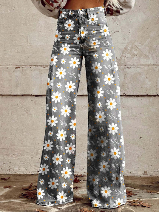 Jean baggy taille haute décontracté pour femmes | Jambes larges