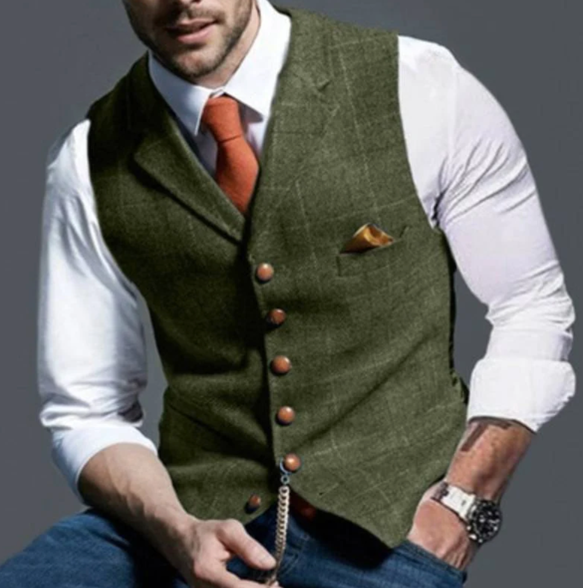 Chaleco de cuadros para hombre | para bodas y negocios