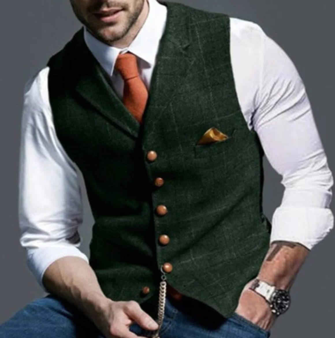 Chaleco de cuadros para hombre | para bodas y negocios