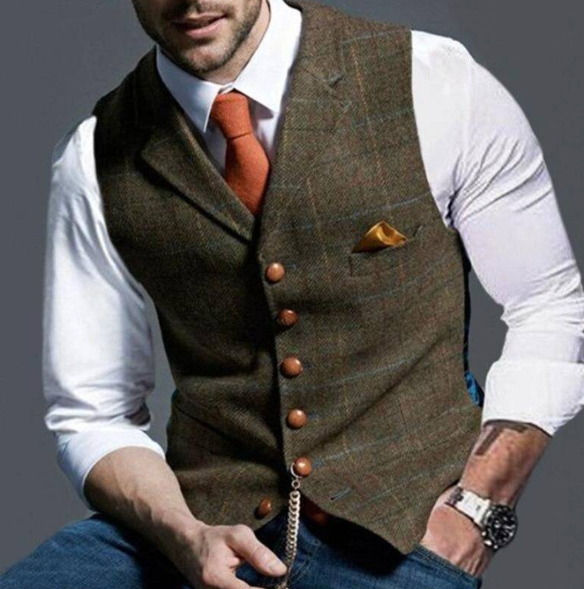 Chaleco de cuadros para hombre | para bodas y negocios