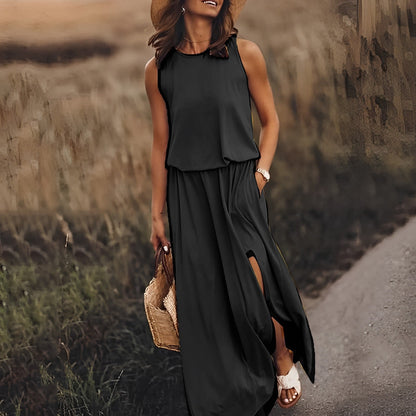 Damen Sommerkleid mit Seitenschlitz | Maxi
