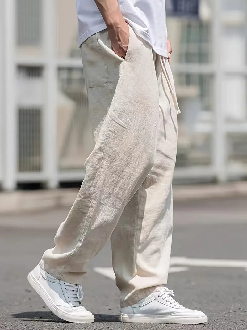 Pantalon en lin ample baggy homme | Décontracté