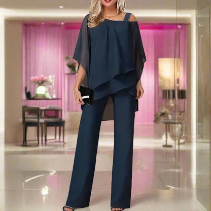 Combinaison stylée femme avec haut asymétrique | Ensemble