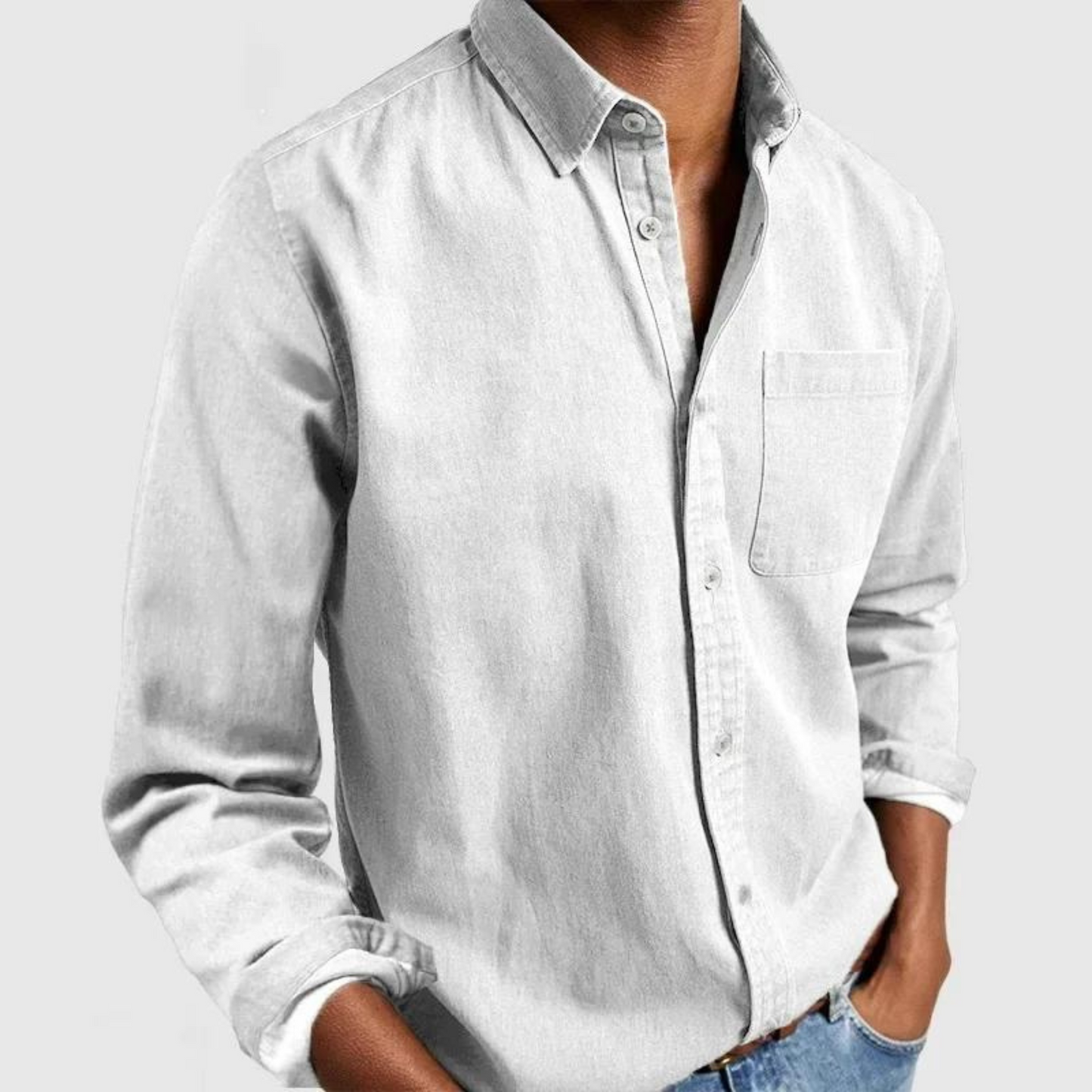 Chemise décontractée à boutons avec poche poitrine pour hommes