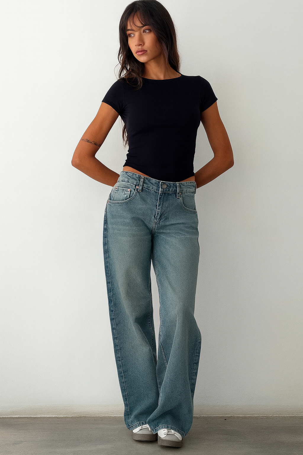 Jean baggy taille basse décontracté femme | Coupe ample