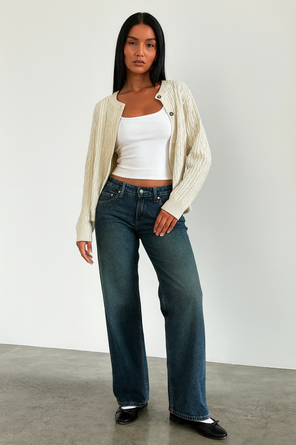 Jean baggy taille basse décontracté femme | Coupe ample