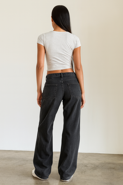 Jean baggy taille basse décontracté femme | Coupe ample