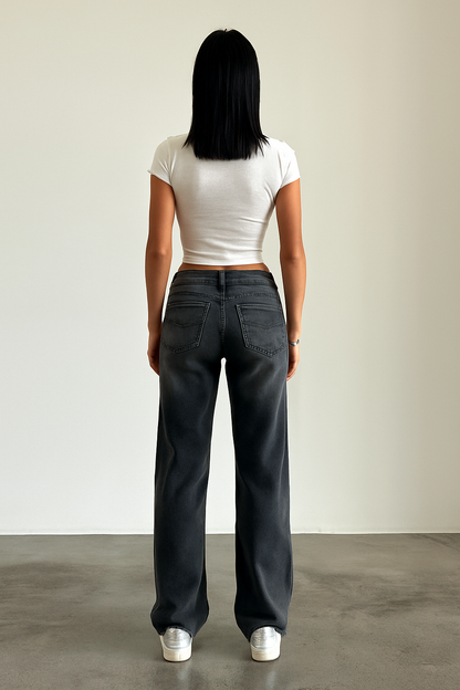 Jean baggy taille basse décontracté femme | Coupe ample