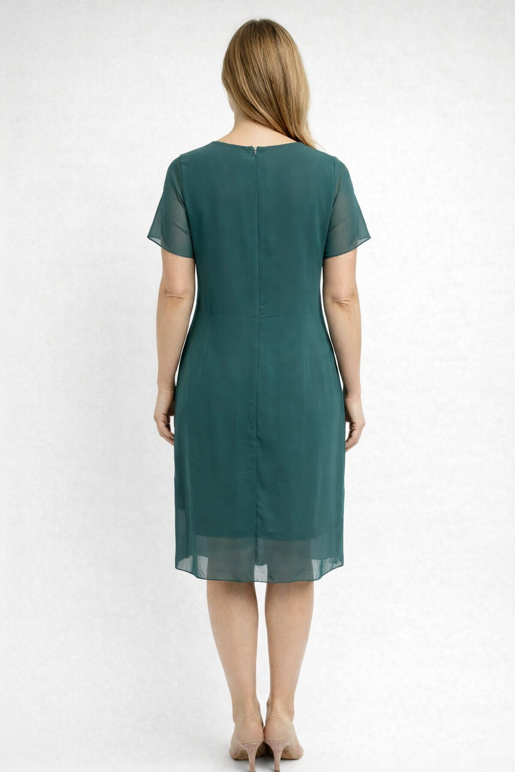 Women's Layered Cocktail Dress with Short Sleeves | Midi
