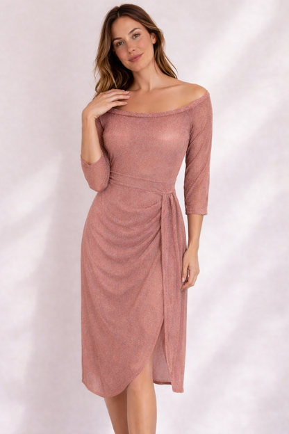 Women's Off-Shoulder Wedding Guest Dress | Midi