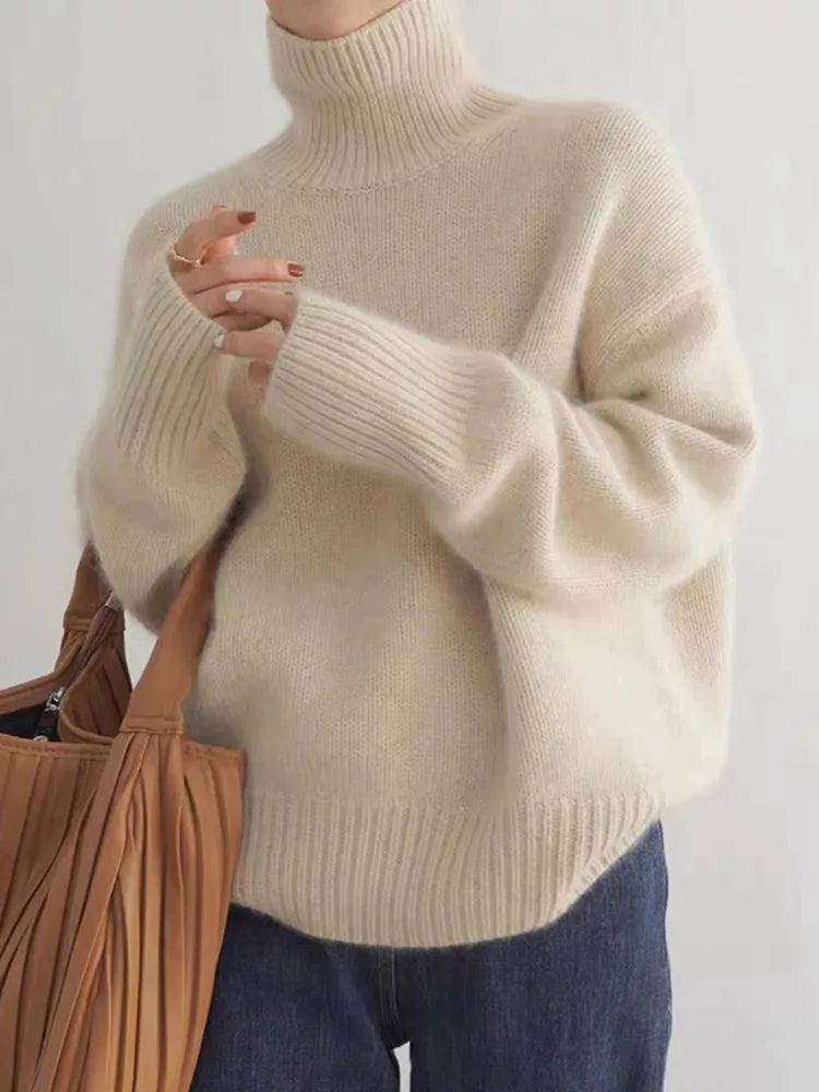 Pull col roulé élégant femme | Chaud