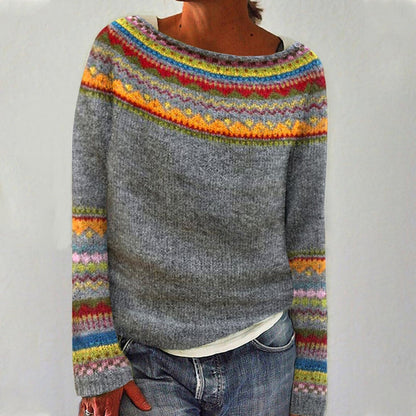 Pull en maille chaud à manches longues pour femme