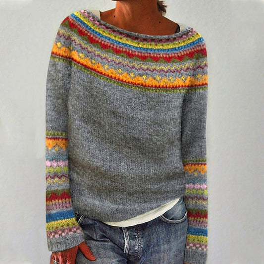 Pull en maille chaud à manches longues pour femme