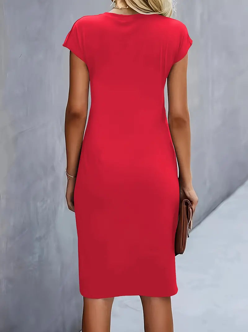 Women's Crew Neck Cocktail Dress | Midi