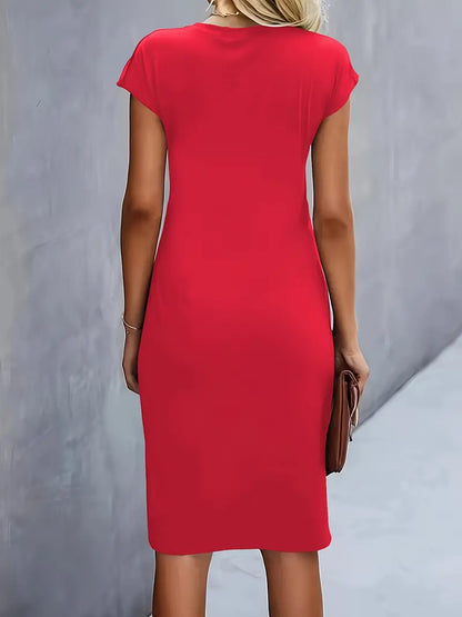 Women's Crew Neck Cocktail Dress | Midi